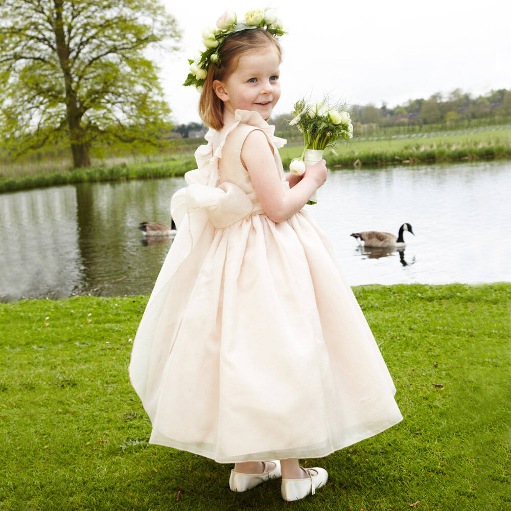 Nicki Macfarlane-Girls Ivory Silk Organza Dress | Childrensalon