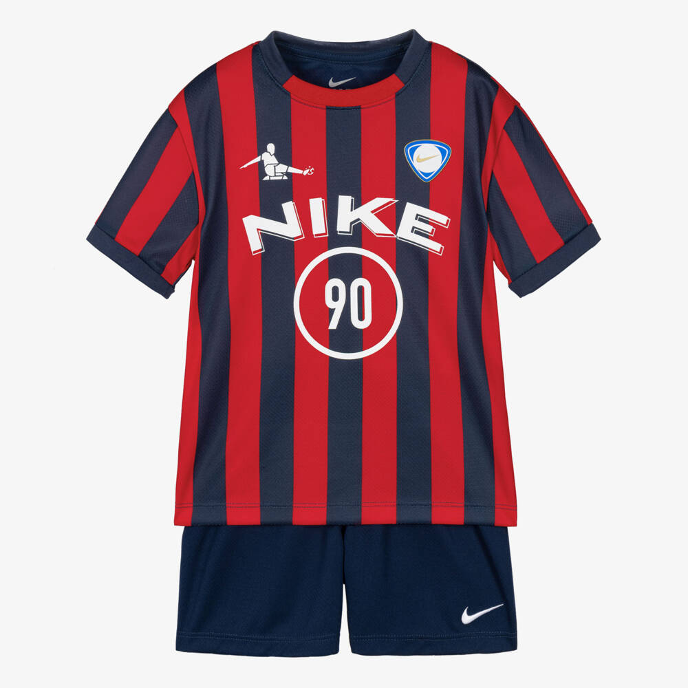 Nike-Boys Red & Blue Goal Mode Shorts Set | Childrensalon