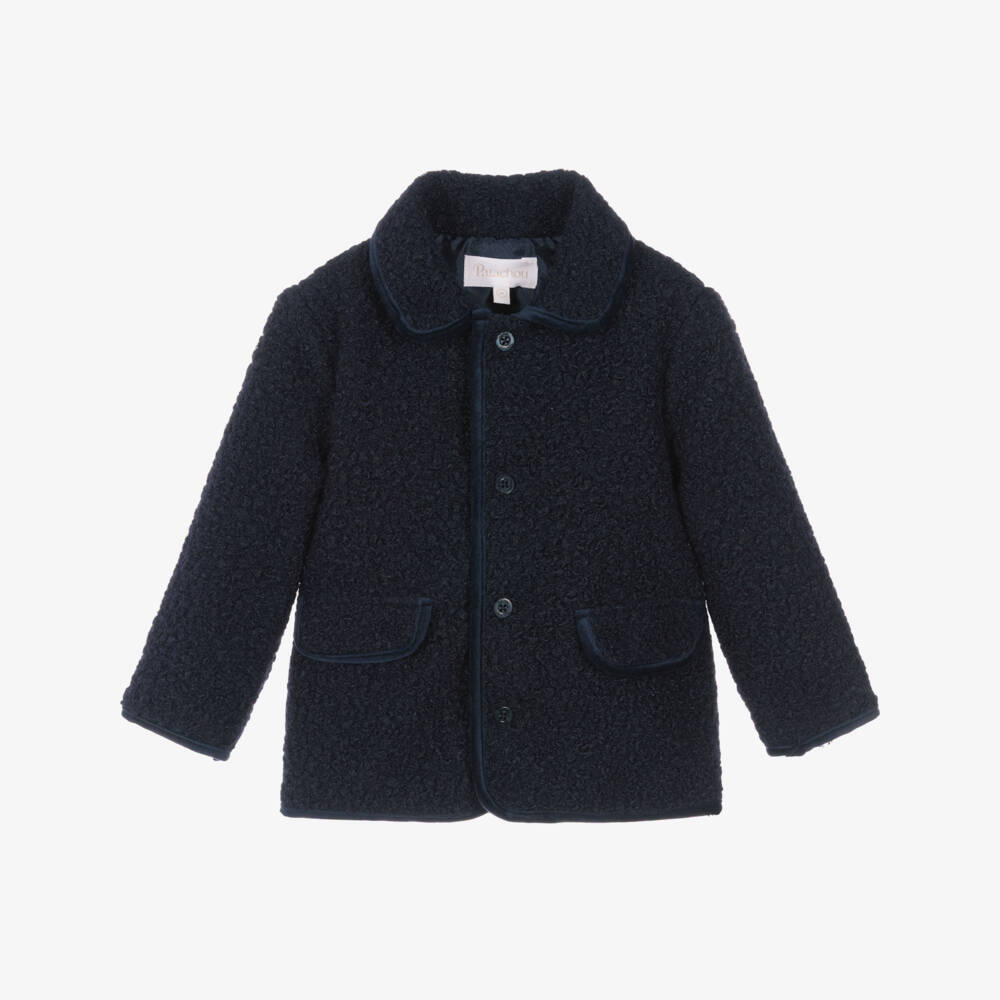Patachou-Boys Navy Blue Bouclé Jacket | Childrensalon