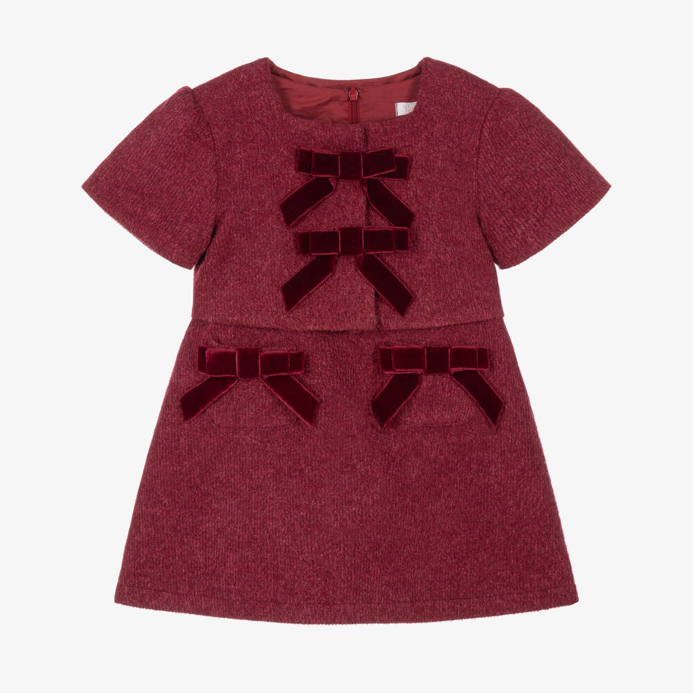 Patachou-Girls Burgundy Dress Set with Velvet Bows | Childrensalon