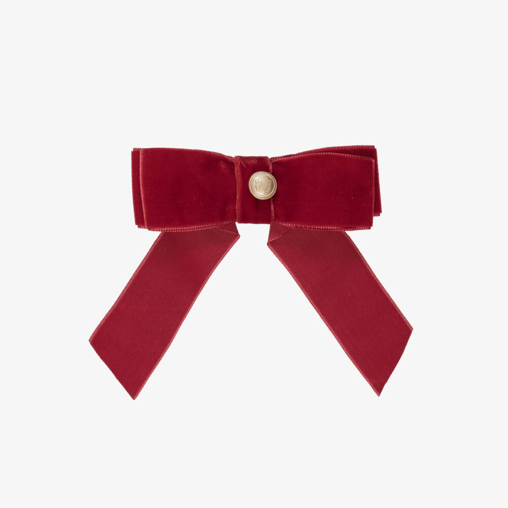Patachou-Girls Red Velvet Bow Hair Clip (13cm) | Childrensalon