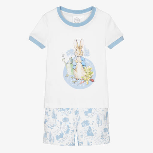Peter Rabbit™ by Childrensalon-White & Blue Cotton Short Pyjamas | Childrensalon