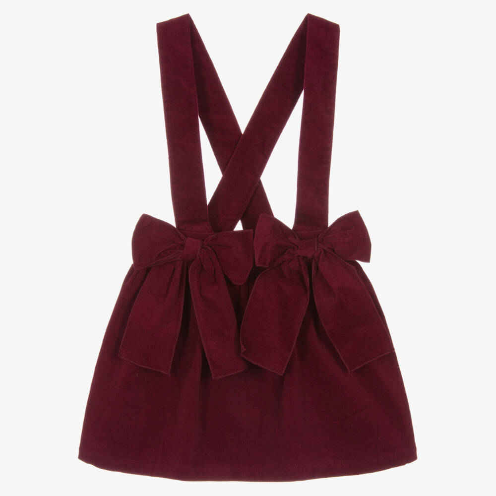 Phi Clothing-Girls Burgundy Red Velvet Skirt | Childrensalon