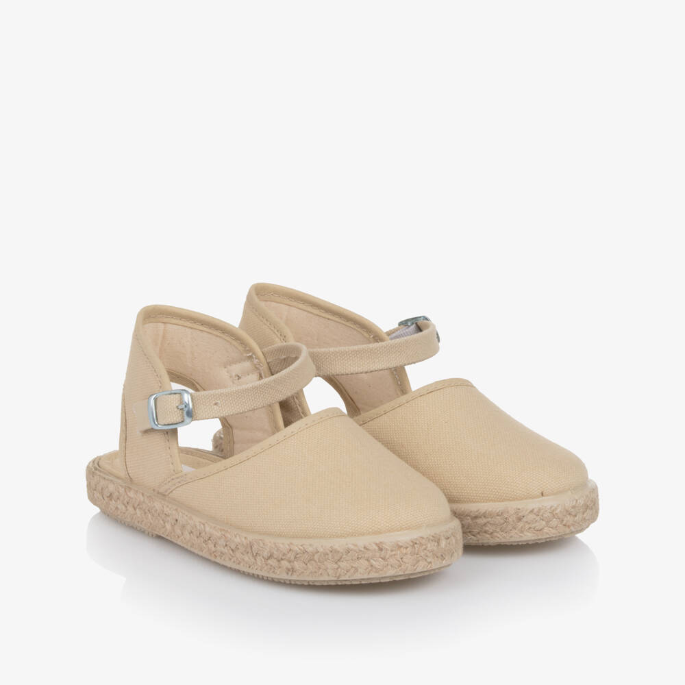 Pisamonas-Girls Beige Espadrille Style Sandals | Childrensalon