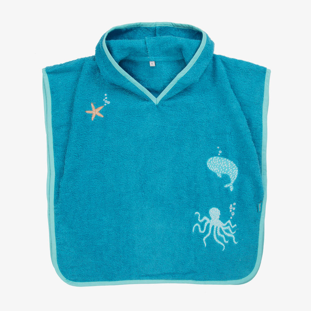 Playshoes-Blue Cotton Sealife Poncho Towel | Childrensalon