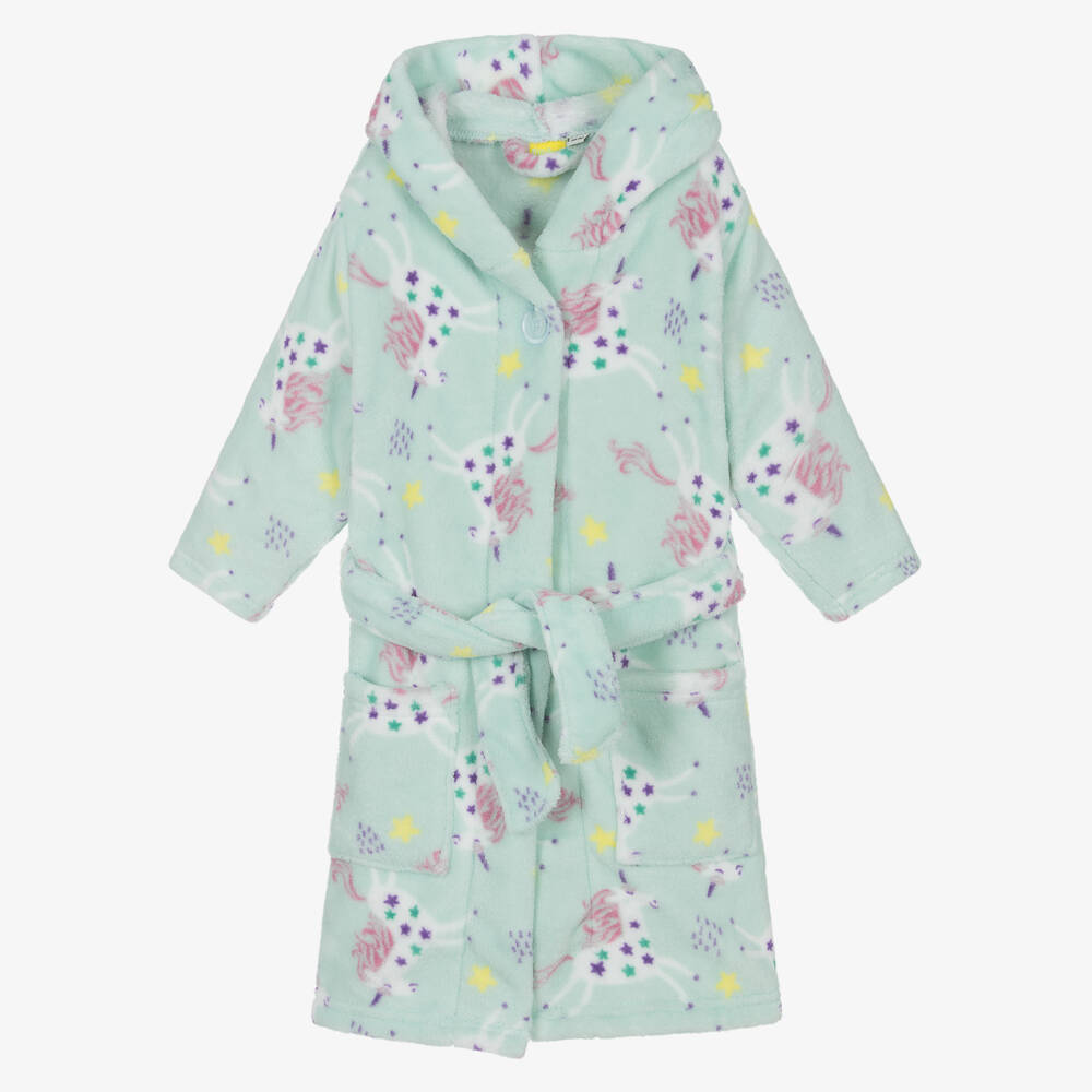 Playshoes-Girls Green Unicorn Print Dressing Gown | Childrensalon