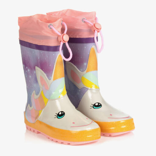 Playshoes-Girls Pink Unicorn Rain Boots | Childrensalon