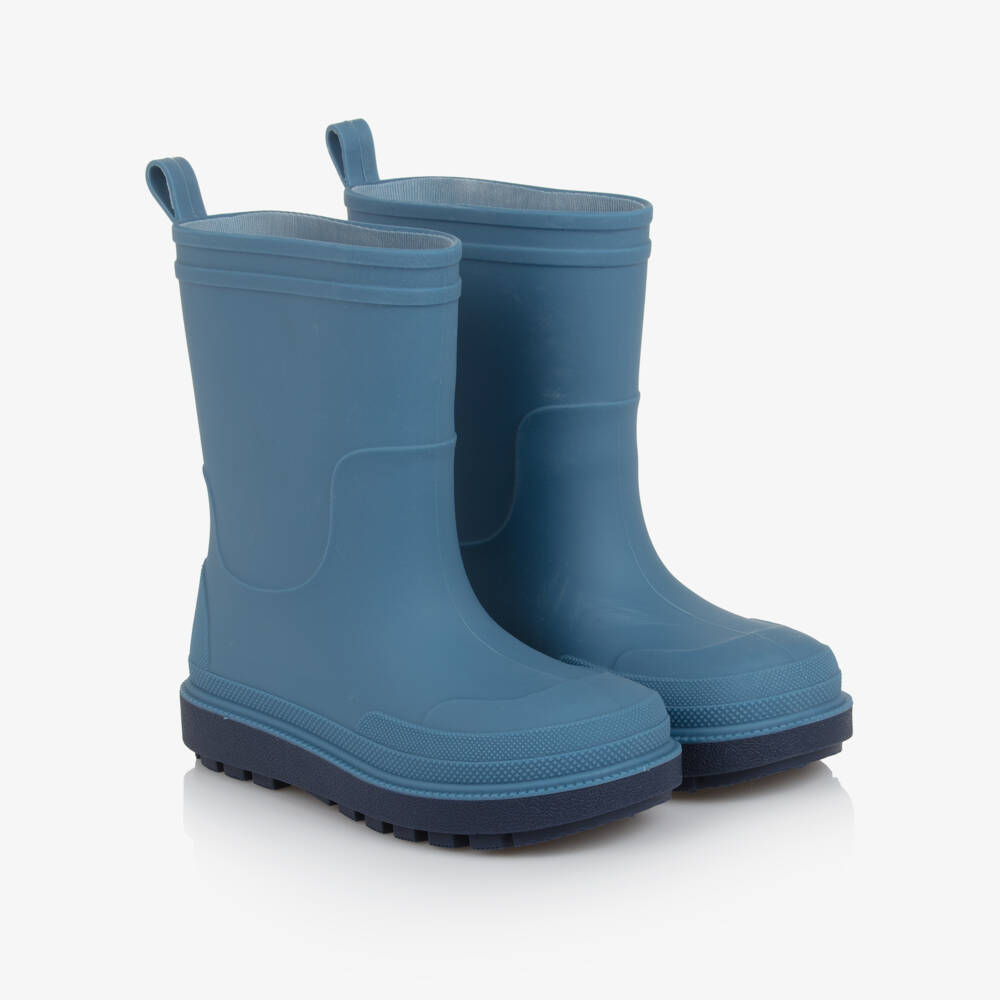 Playshoes-Mid-Blue Rubber Rain Boots | Childrensalon