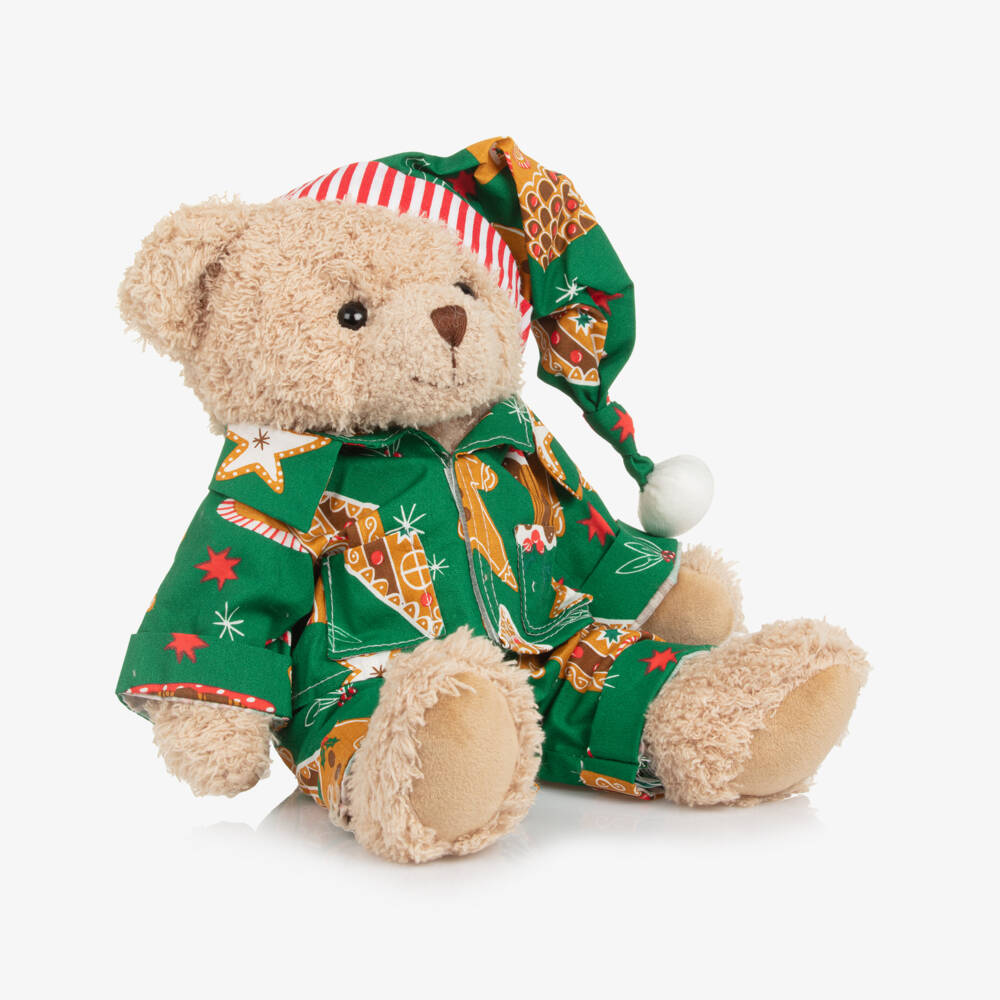 Powell Craft-Teddy Bear Soft Toy with Gingerbread Print Pyjamas (32cm) | Childrensalon