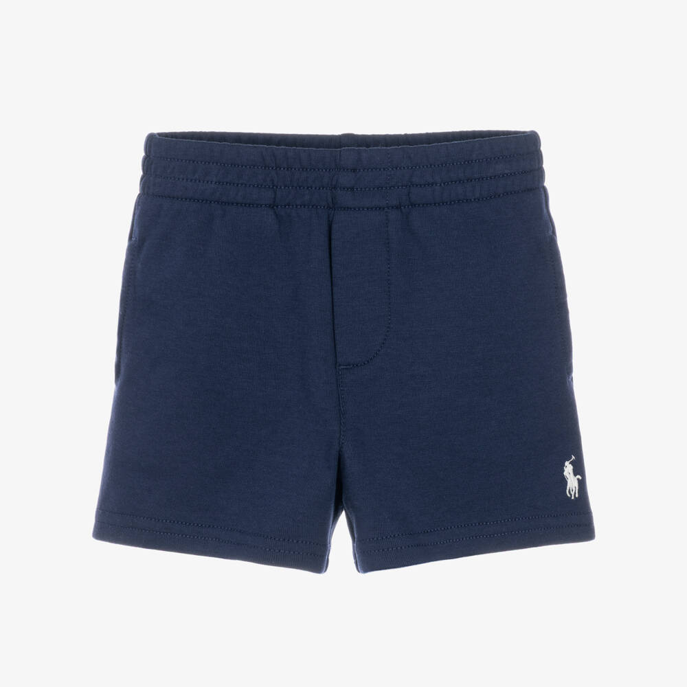 Ralph Lauren-Baby Boys Navy Blue Jersey Shorts with Pony Logo | Childrensalon