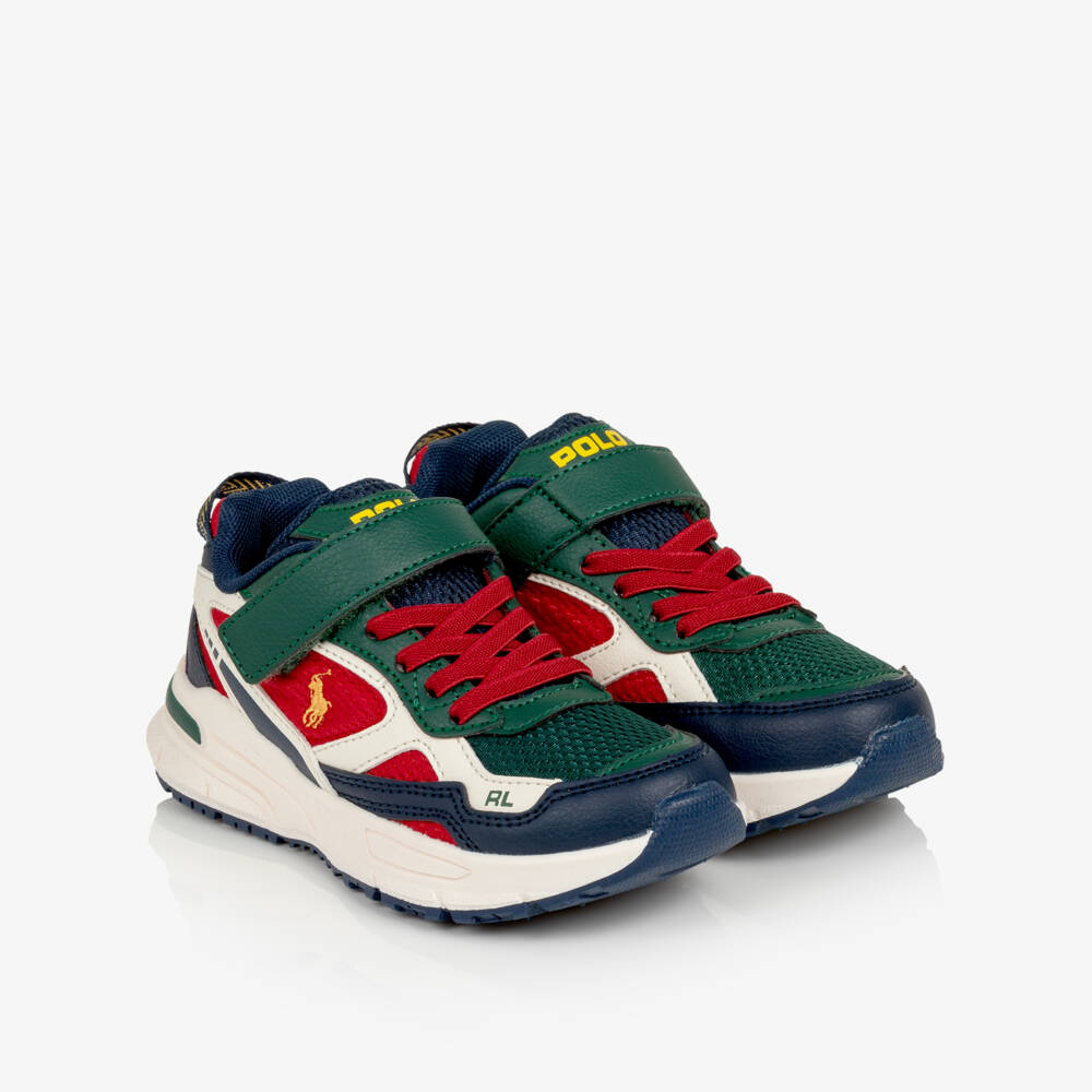 Ralph Lauren-Boys Green & Red Trackster 275 Trainers | Childrensalon