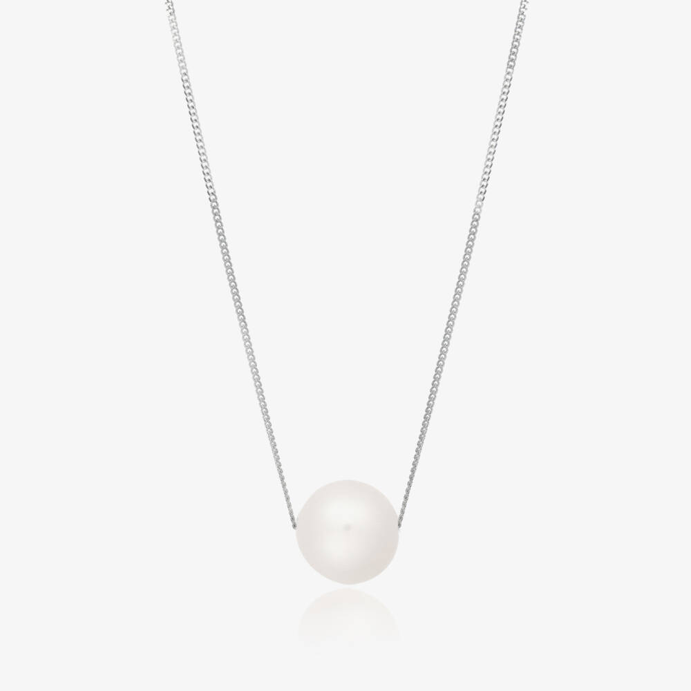 Raw Pearls-Ivory Pearl & Silver Necklace (45cm) | Childrensalon