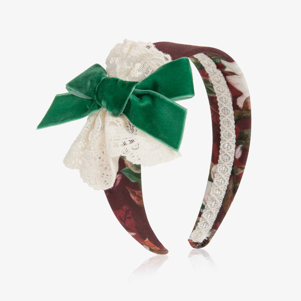 Rochy-Girls Burgundy Red Floral Hairband | Childrensalon