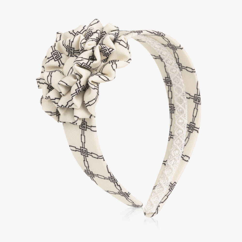 Rochy-Girls Ivory & Blue Geometric Print Hairband | Childrensalon