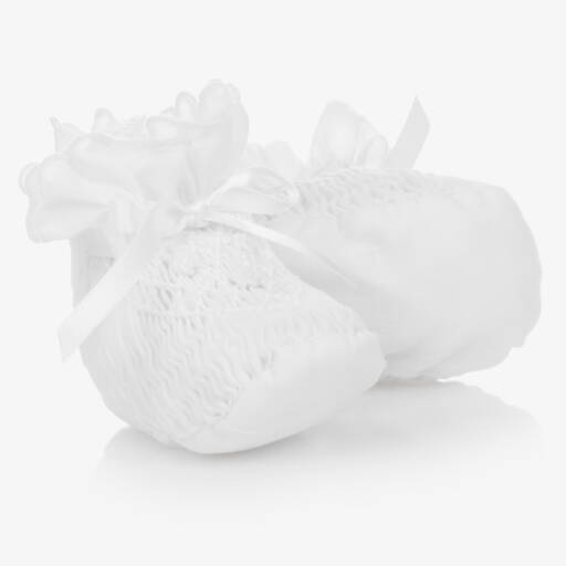 Sarah Louise-Baby Girls White Booties | Childrensalon