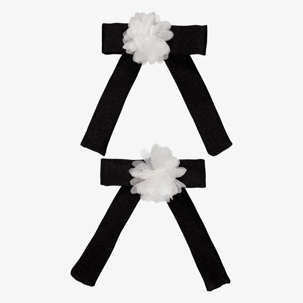 Self-Portrait-Girls Black Bow Hair Clips (2 Pack) | Childrensalon