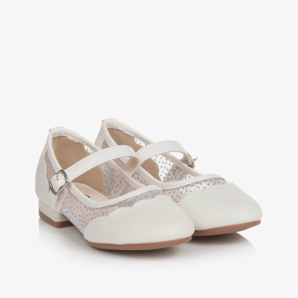 Sevva-Girls White Glitter Bar Shoes | Childrensalon