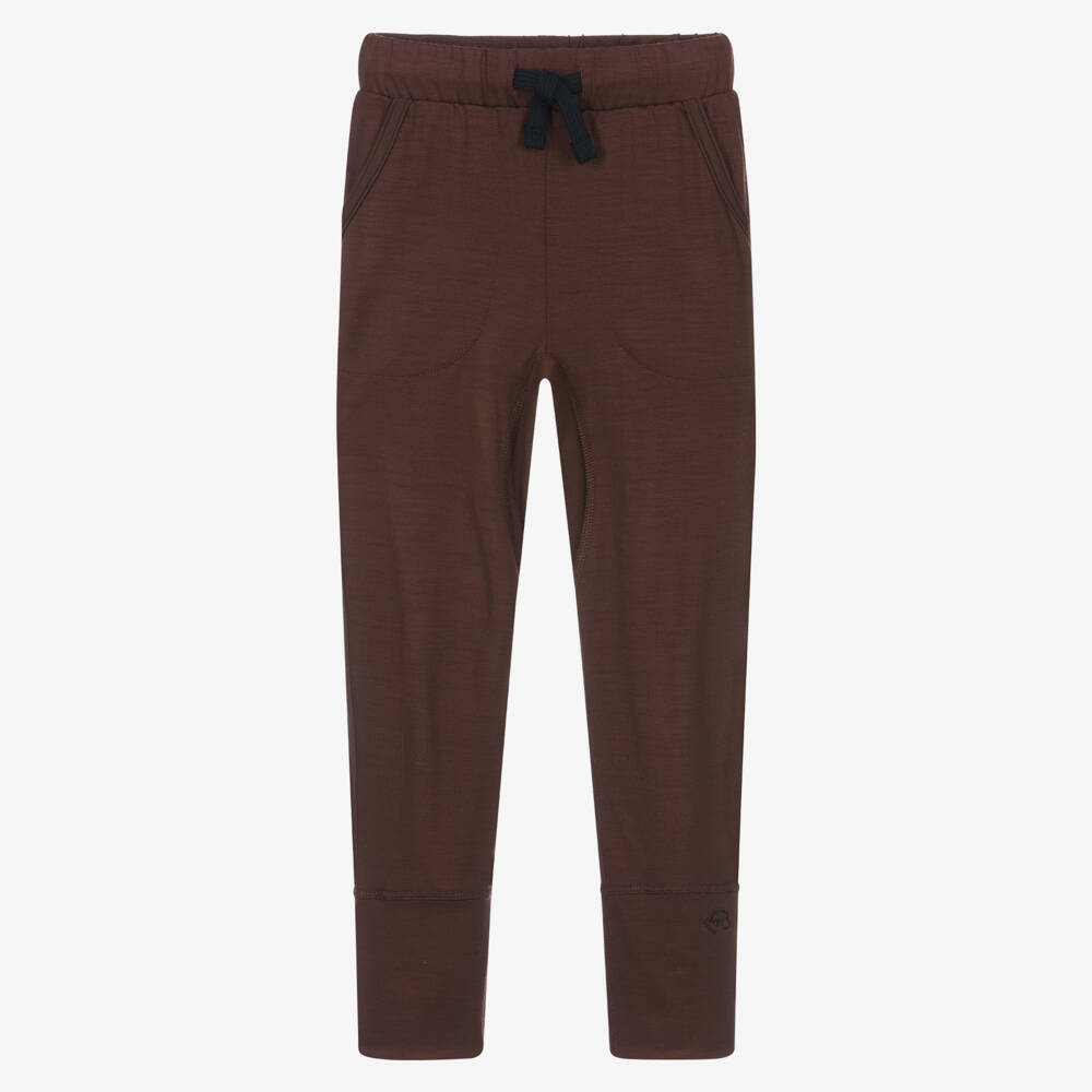 Smalls Merino-Chocolate Brown Ultrafine Merino Wool Joggers | Childrensalon