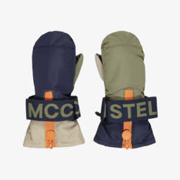 Boys Blue & Green Waterproof Ski Mittens