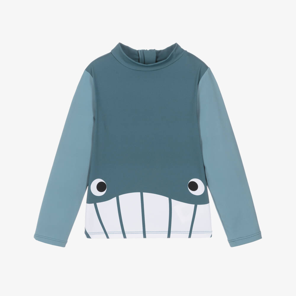 Stella McCartney Kids-Boys Blue Whale Print Sun Protective Swim Top (UPF50+) | Childrensalon