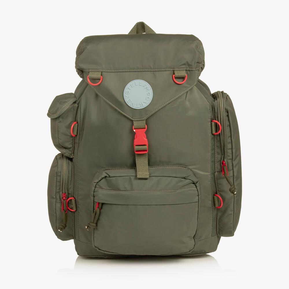Stella McCartney Kids-Boys Green Multi Pocket Backpack (40cm) | Childrensalon