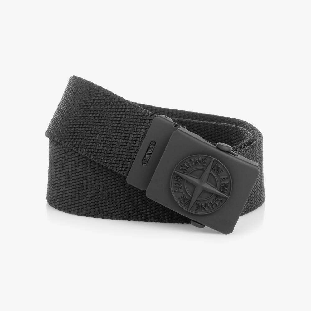Stone Island Junior-Boys Black Web Belt with Compass Logo Buckle | Childrensalon