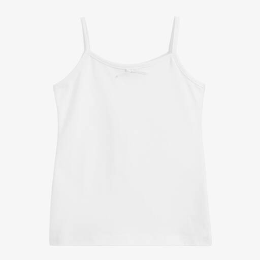Story Loris-Girls White Cotton Vest Top | Childrensalon