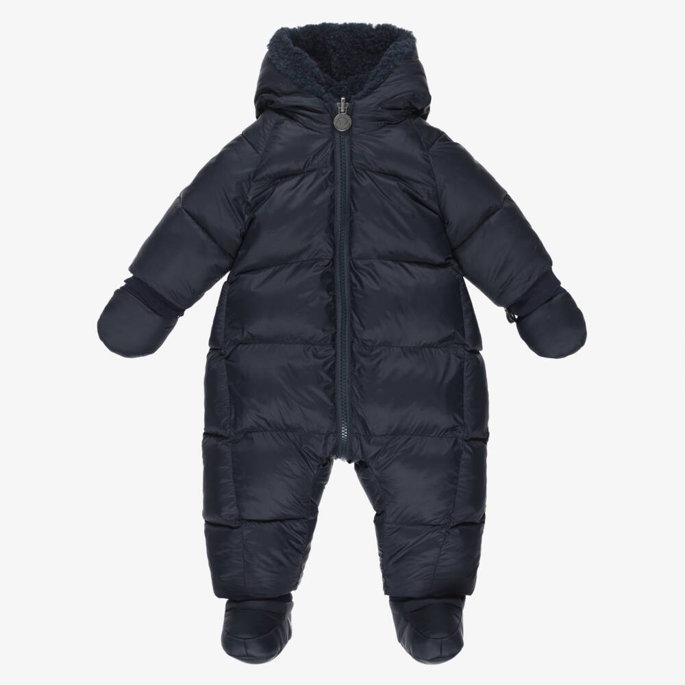 Tartine et Chocolat-Baby Boys Blue Padded Snowsuit with Booties & Mittens | Childrensalon