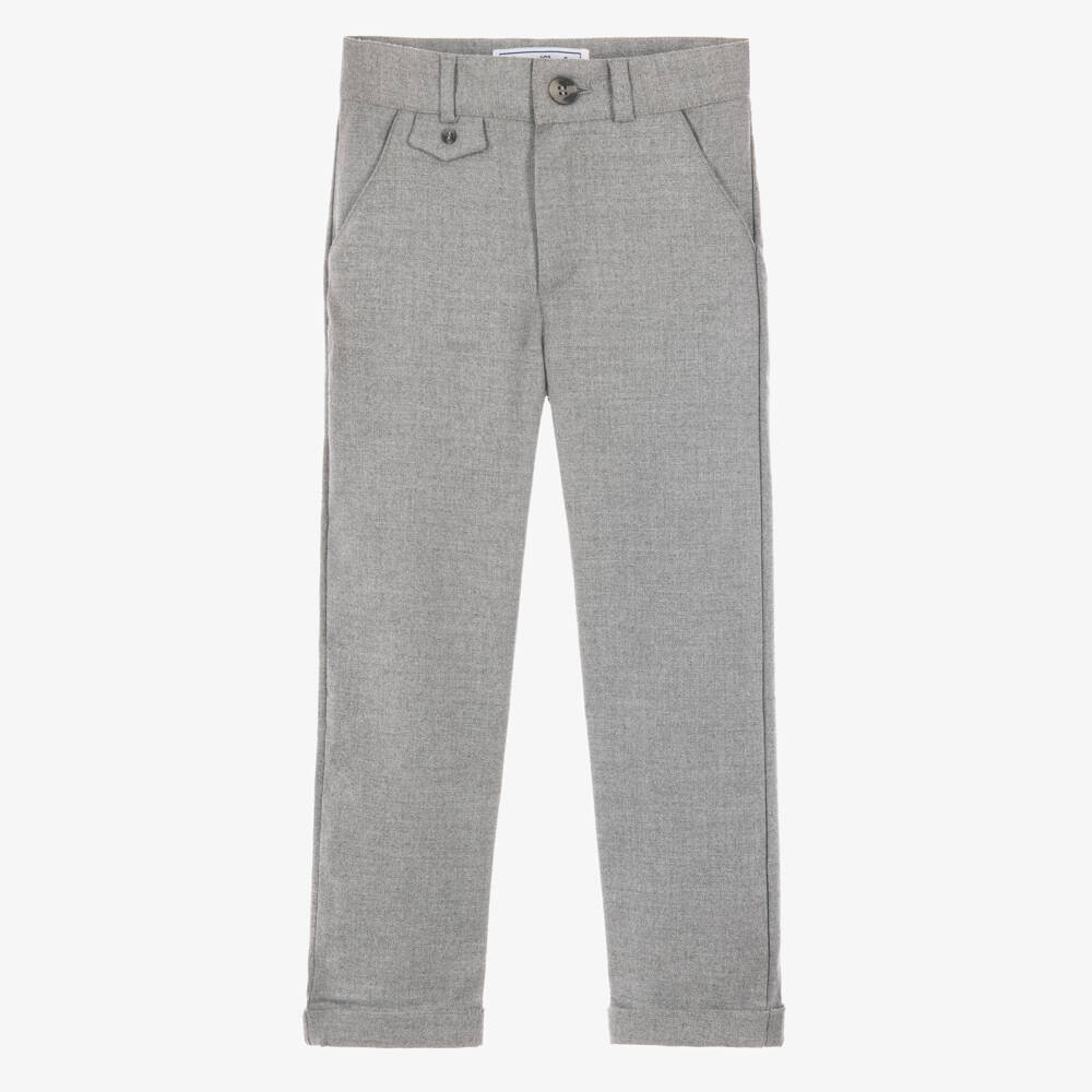 Tartine et Chocolat-Boys Grey Flannel Trousers | Childrensalon
