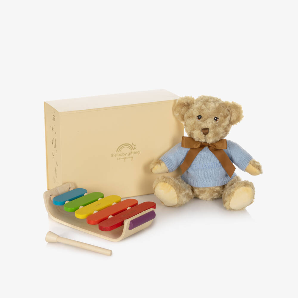 The Baby Gifting Company-Blue Personalised Music Baby Gift Set | Childrensalon