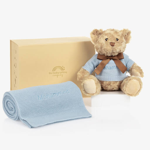 The Baby Gifting Company-Blue Personalised Teddy Baby Gift Set | Childrensalon