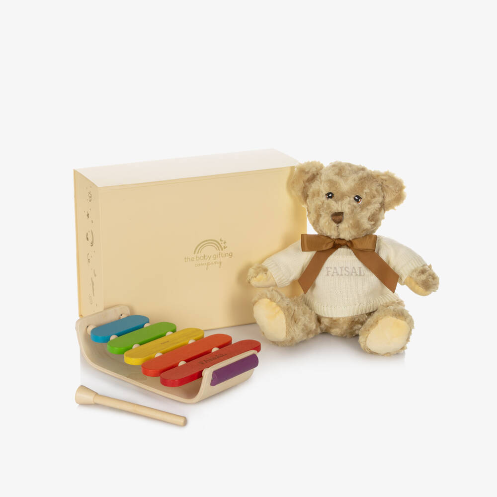 The Baby Gifting Company-Ivory Personalised Music Baby Gift Set | Childrensalon