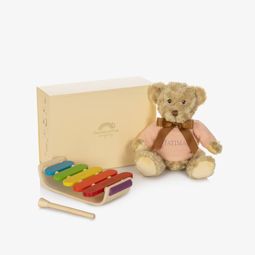 The Baby Gifting Company-Pink Personalised Music Baby Gift Set | Childrensalon