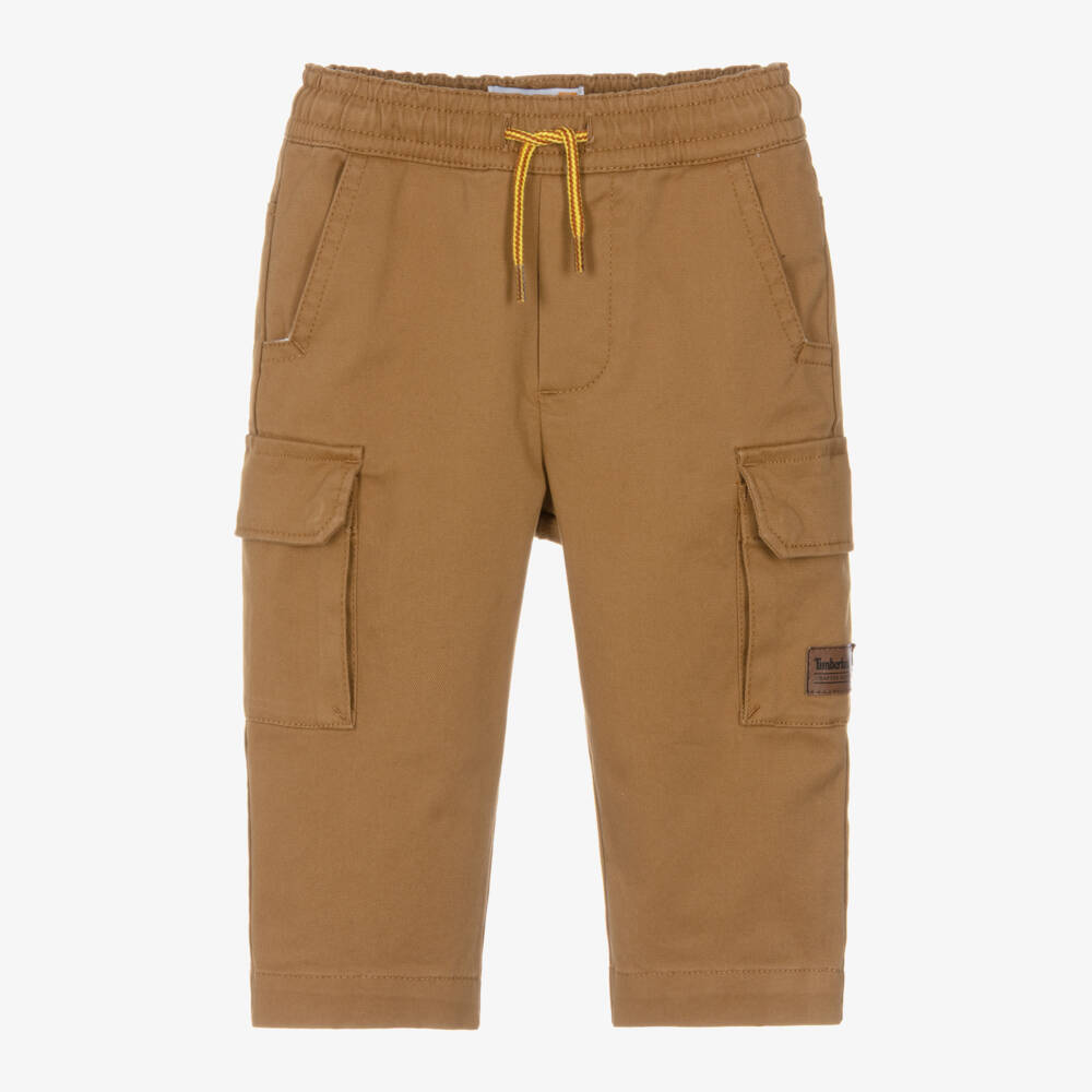 Timberland-Boys Brown Cotton Twill Cargo Trousers | Childrensalon