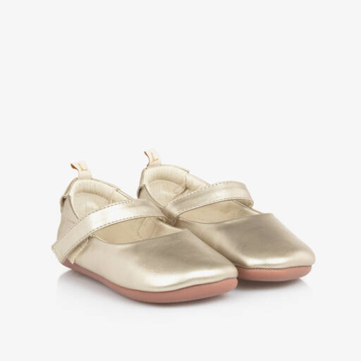 Tip Toey Joey-Girls Metallic Gold Leather Shoes | Childrensalon