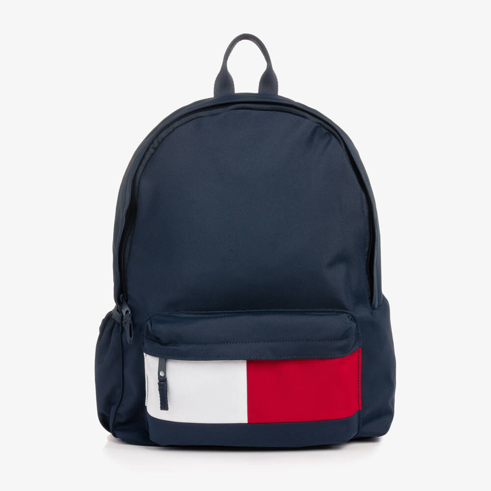 Tommy Hilfiger-Boys Navy Blue Backpack with Logo (40cm) | Childrensalon
