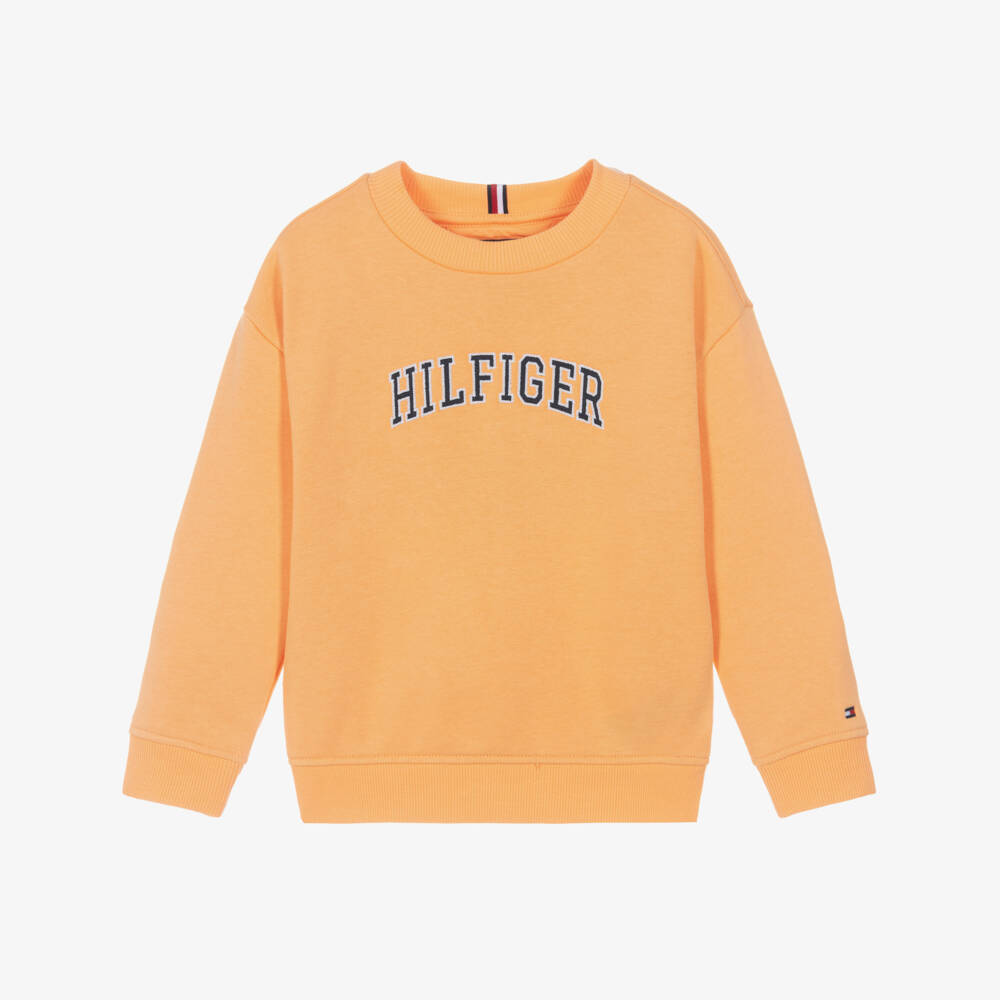 Tommy Hilfiger-Boys Orange Varsity Logo Cotton Sweatshirt | Childrensalon