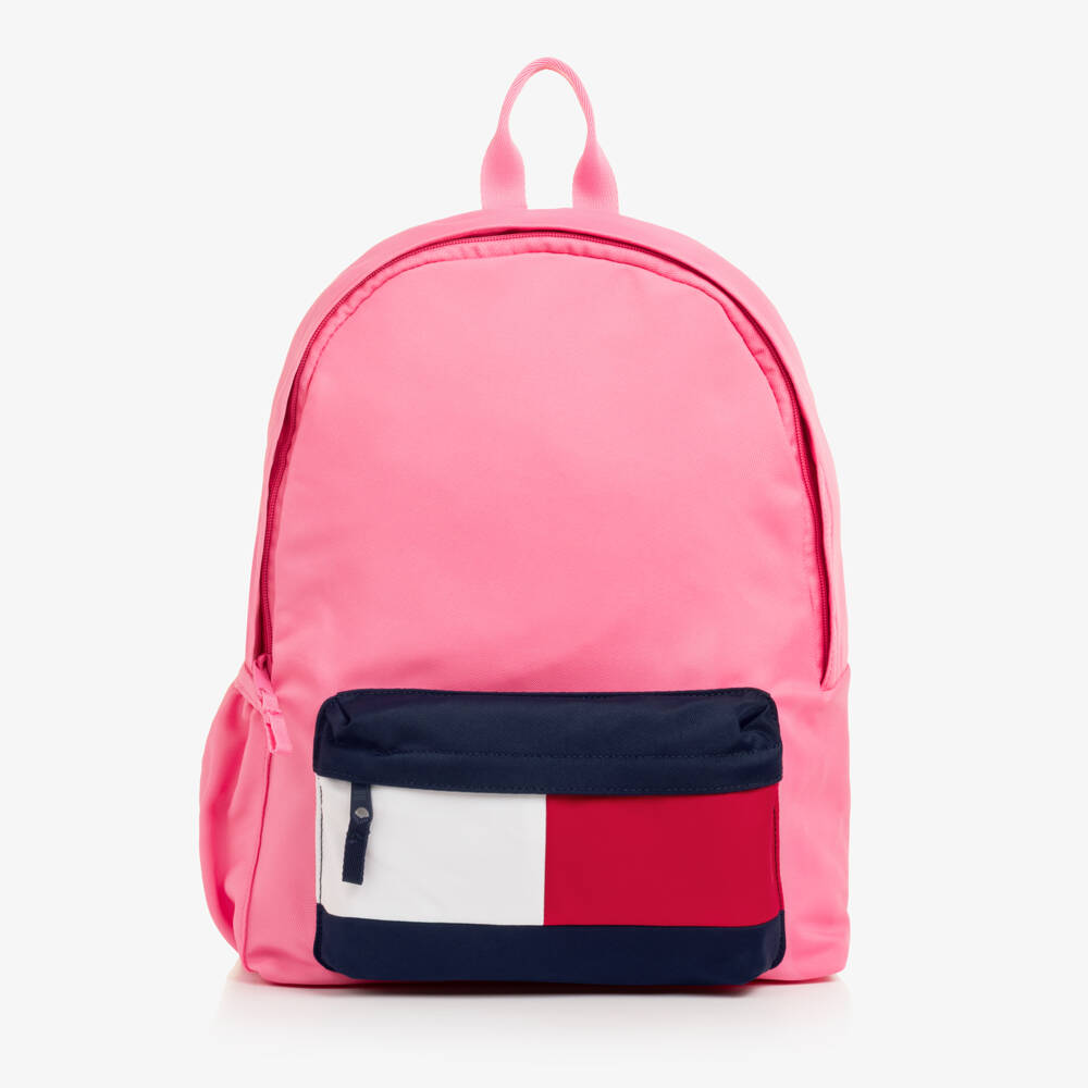 Tommy Hilfiger-Girls Pink Backpack with Logo (40cm) | Childrensalon