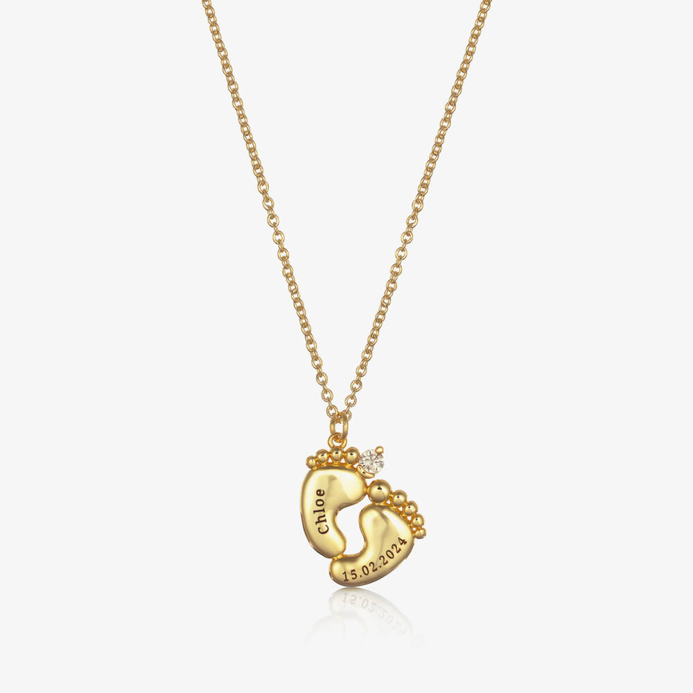 Treat Republic-Personalised 18ct Gold Plated Baby Feet Necklace (45cm) | Childrensalon