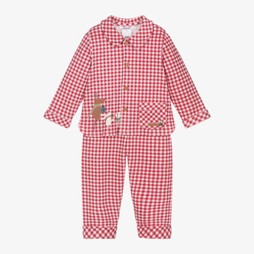 Tutto Piccolo-Red Check Cotton Pyjamas | Childrensalon