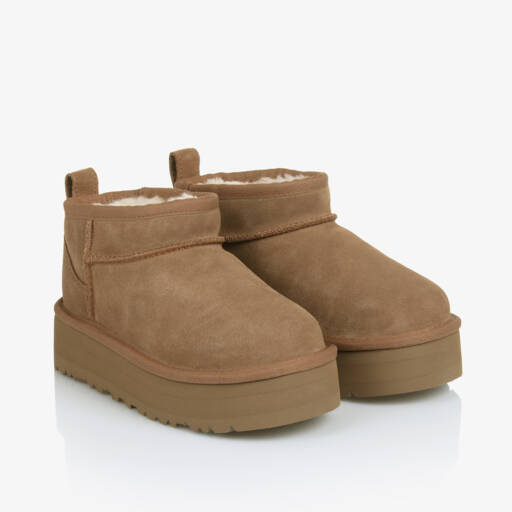 UGG-Brown Classic Ultra Mini Platform Boots | Childrensalon
