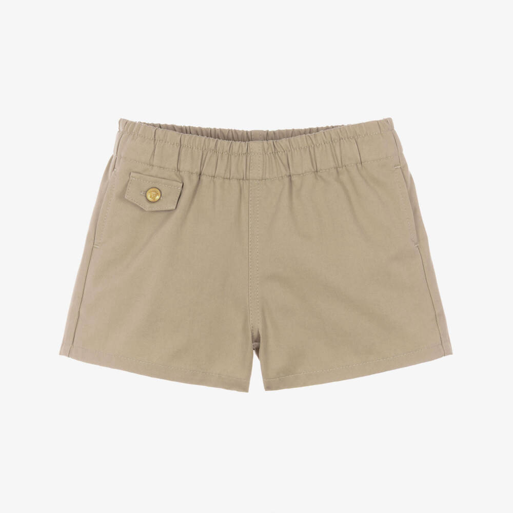 Versace-Baby Boys Boys Khaki Beige Gabardine Shorts | Childrensalon
