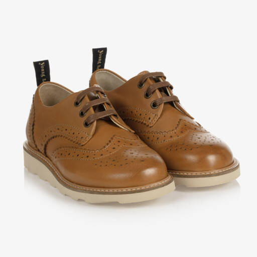 Young Soles-Tan Brown Leather Brogue Shoes | Childrensalon